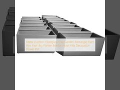 금속 외관 유리섬유 점토 정원 직사각형 식물 냄비 패키지 호텔 빌라 장식 꽃 냄비용 큰 플랜터 상자