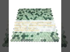 Gradient Green Hexagon Decorative  Mosaic Tiles - Brushed Metal Hexagonal Wall & Floor Tiles For Hotel/Kitchen/Bathroom