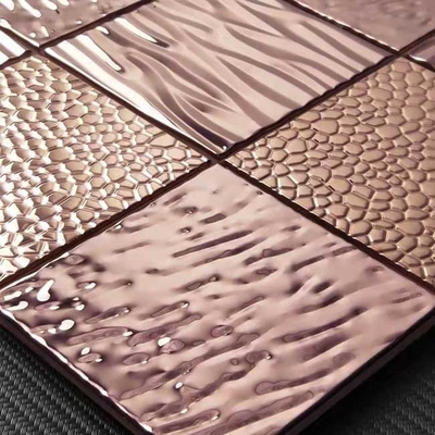 Embossed Stainless Steel Mosaic Tiles For Kitchen 30x30cm