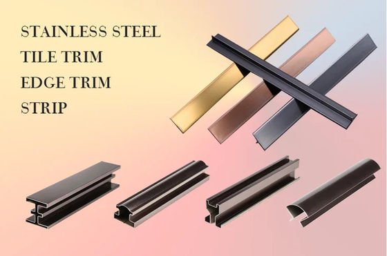 좋은 가격 201j1 304 컬러 8K 미러 닦은 로즈 골드 진주 튀긴 스테인리스 스틸 타일 트림 온라인으로