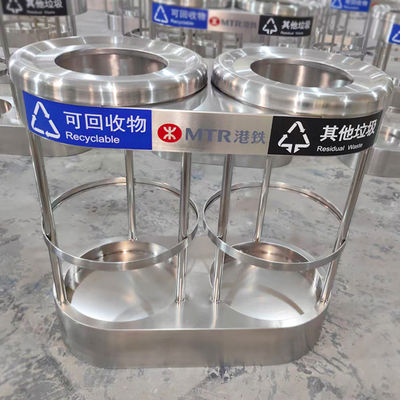 좋은 가격 맞춤형 실버 색상 금속 흡연 스테인리스 스틸 재활용 쓰레기통 (지하철 홀용) 온라인으로