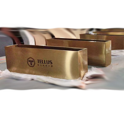 OEM Outdoor Hairline Gold Color Stainless Steel Planter For Star Hotel & Shopping Mall