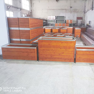 좋은 가격 나무 곡물 색상 정원 거리 가구 큰 직사각형 금속 플랜터 외부 알루미늄 플랜트 박스 스테인리스 스틸 꽃 냄비 온라인으로