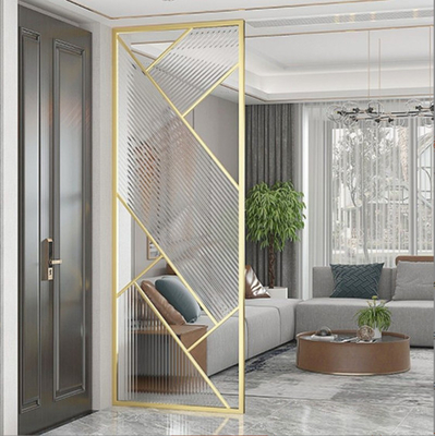 Rose Gold Satin Transparent Glass 304 Stainless Steel Room Dividers For Hotel