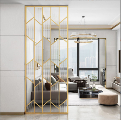 Rose Gold Satin Transparent Glass 304 Stainless Steel Room Dividers For Hotel