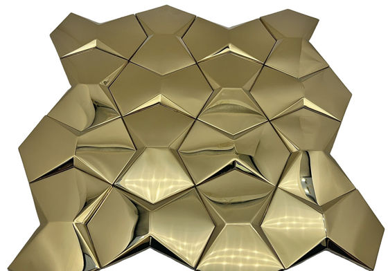 좋은 가격 3차원 3차원 금속 스테인리스 스틸 모자이크 타일 KTV 클럽 바 입구 TV 배경 벽 굽은 온라인으로