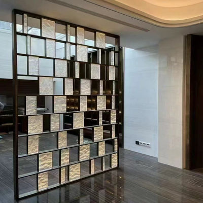 좋은 가격 304 골드 로즈 브래스 컬러 브러쉬 매트 레이저 홀 스터레스 스틸 룸 디바이더 온라인으로