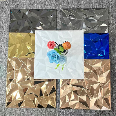좋은 가격 벽 장식용 스테인레스 스틸 모자이크 타일 300x300mm 거울 큰 곡물 스테레오 배경 벽돌 모자이크 온라인으로
