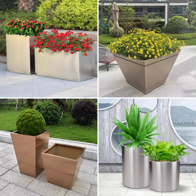 Green Outdoor 316L Stainless Steel Aluminum Planters For Urban City Street Project