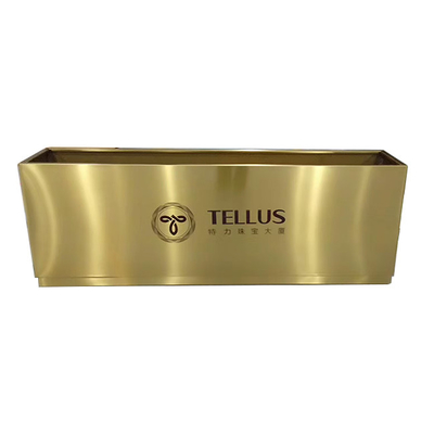 OEM Outdoor Hairline Gold Color Stainless Steel Planter For Star Hotel & Shopping Mall
