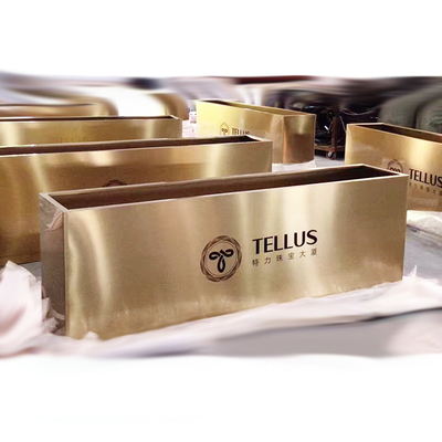 OEM Outdoor Hairline Gold Color Stainless Steel Planter For Star Hotel & Shopping Mall