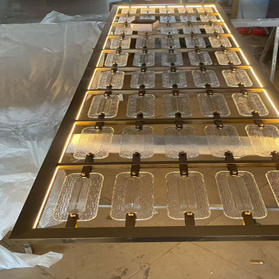 좋은 가격 Rose Gold White Crystal 304 Stainless Steel Partition For Restaurant Decoration With Light 온라인으로