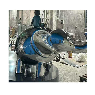 좋은 가격 Luxury Hotel Lobby Custom Blue Silver 201 304 316L  Stainless Steel Elephant Statue for Commercial Plaza Decoration 온라인으로